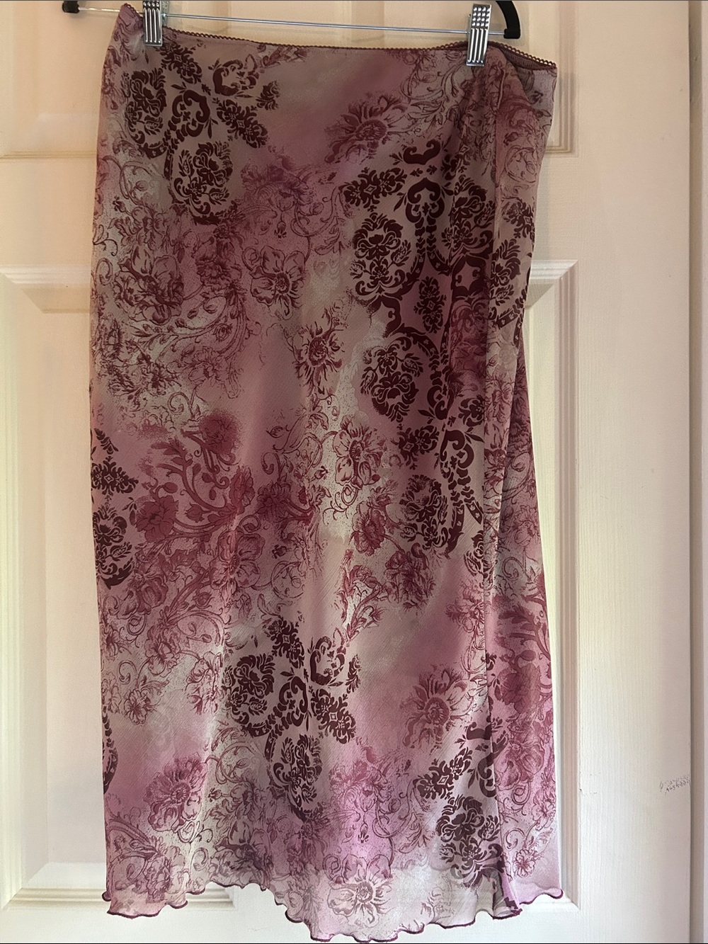 Chiffon Floral Midi Skirt in Mauve Pink